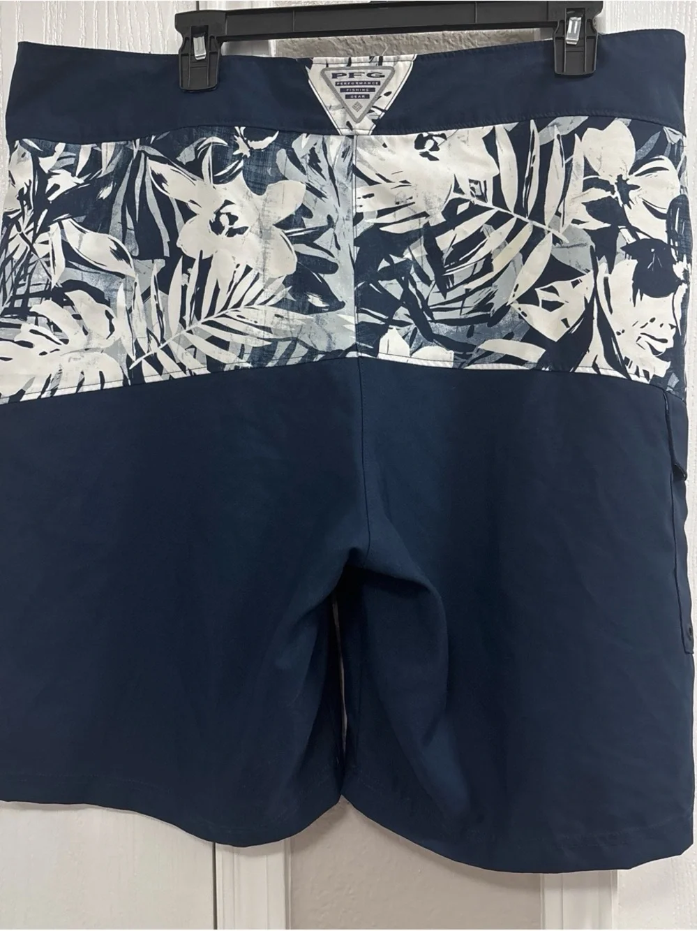 Men's Navy Floral Panel Swim Shorts